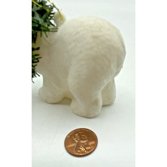 2 Fuzzy Christmas Ornaments Seal & Polar Bear Flocked Holiday Decor Kitsch Retro - Picture 9 of 12